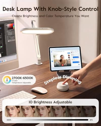 Image of LitONES LED Desk Lamp with Clamp and Stepless Remote, Dual-Sided Soft Light