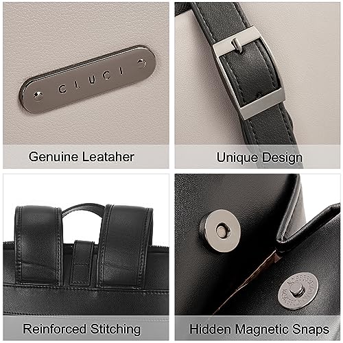 Image of CLUCI Leather Backpack for Women, 15.6 inch Laptop Bag, Large Genuine Work Backpack Travel Back
