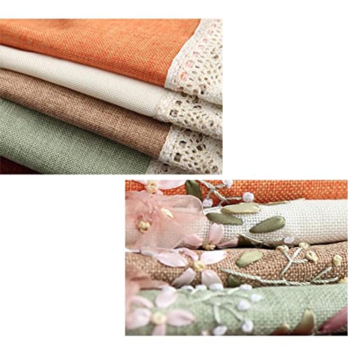 Image of Printed Stamped Cross Stitch Tablecloth Kit for Embroidery Farmhouse Floral Tablecloth Embroidery, White, 90x90cm