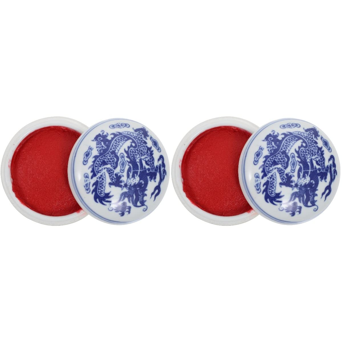 Ciieeo Ink Pads 2pcs Hand Painted and Portable Red Premium Useful Zhusha Ink Use Seal Pad Style Stamp School DIY Paintings for Home Cm Painting Pads Calligraphy in Chinese Inkpad Ink Pad