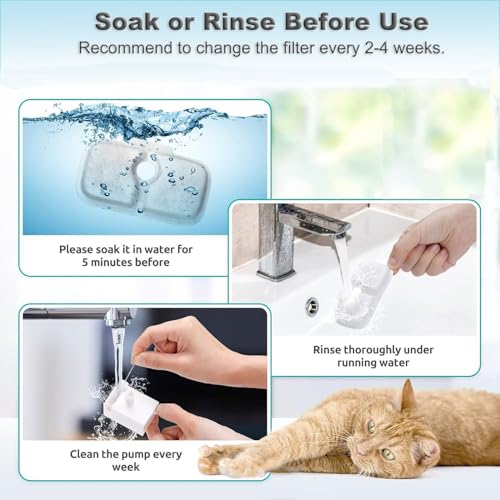Image of 16 Pack Cat Water Fountain Replacement Filter for Petlibro Dockstream Cat Water Fountain(PLWF005 /PLWF115 /PLWF105, Pet Water Fountain Filter with Replacement Pre-Filter Pump Sponges(16+16)