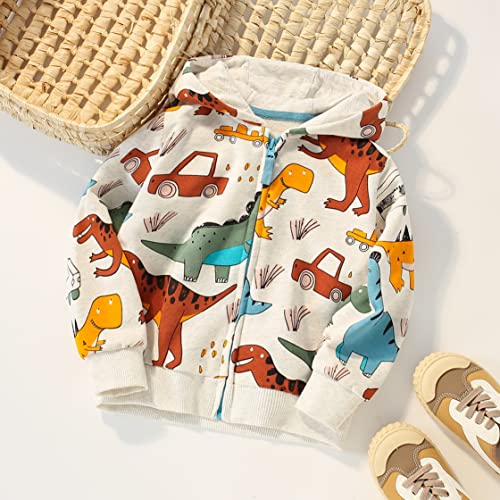 Akyzic Boys Zip-Up Hoodie Sweatshirts Dinosaur Clothes For Boys Toddler Boys Jacket Winter Long Sleeve Hooded Dinosaur Shirts Pullover Tops Fall Outwear 6T/3047 Gray #TOP2