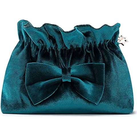 Makeup Bag Lazy Cosmetic Bag Travel Portable Storage Organizer Velvet Make up Pouch with Cute Bowknot for Women and Girl VanFn P.Travel Series Green Cover