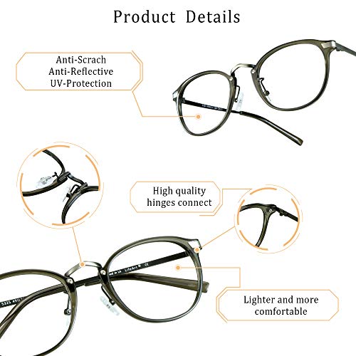 Image of LifeArt Blue Light Blocking Computer Glasses,Stylish Reading Glasses for Women /Men,Transparent Lens Filter UV Light 400,Reduce Eyestrain (5325 c3-1, 4.75 Magnification)
