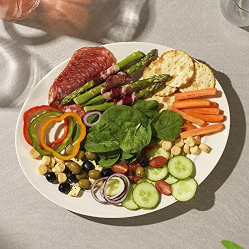 Alessi 1110308 La Bella Tavola Large Porcelain Serving or Antipasti Platter, 36 cm, Off-White | Dishwasher Safe | for Domestic & Commercial Use, Cream, Single