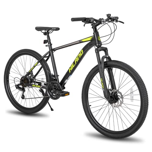 Hiland Mountainbike 26 Zoll MTB Fahrrad mit 21 Gänge Schaltung Stahlrahmen Scheibenbremse Federgabel Jungenfahrrad Pendler Fahrrad Cityrad Schwarz&Gelb – Bild 3
