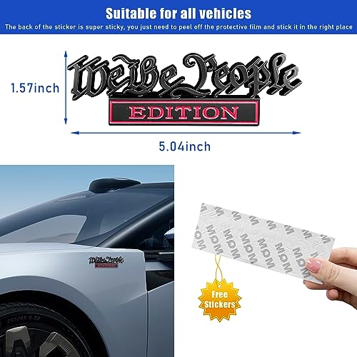 Image of Ziciner We The People Edition Emblem, 3D Metal Raised Car Fender Badge Decal with Strong Adhesive, Universal Combat Veteran Letters Sticker Replacement for Car (Black&Red)