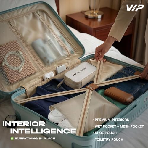 Image of VIP Vero Cabin /Medium /Large Trolley Bag| Slide Button Flushed TSA Lock | 8 Wheels | 3 Years International | Champagne /Lavander /Surf Spray
