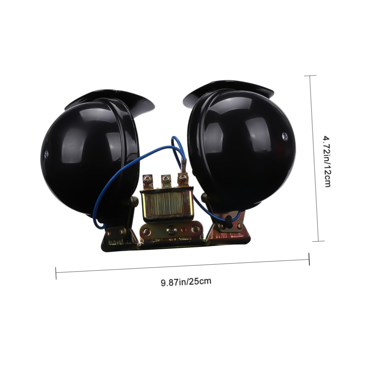 Mobestech Türkenhorn 12v Doppelton Auto Hupe Große Schneckenform aus Kupfer Schwarz 2 Stück Stark Durchdringend für Auto und Motorrad