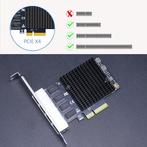 Tarjeta de Red GLOTRENDS LE8245(A3) de 2,5 Gb con 4 puertos RJ45, NIC Ethernet interna para PC, interfaz PCIe x4 (ancho de banda PCIe 3.0 x2) miniatura 6
