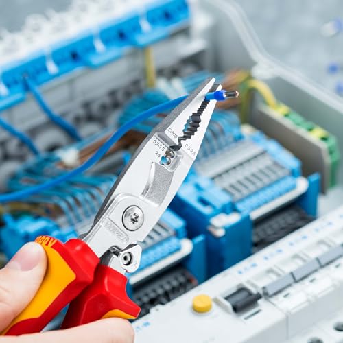 Knipex elektrik tesisatı pensesi, krom kaplama, çok bileşenli manşonlarla izole edilmiş, VDE-testli 200 mm 13 96 200