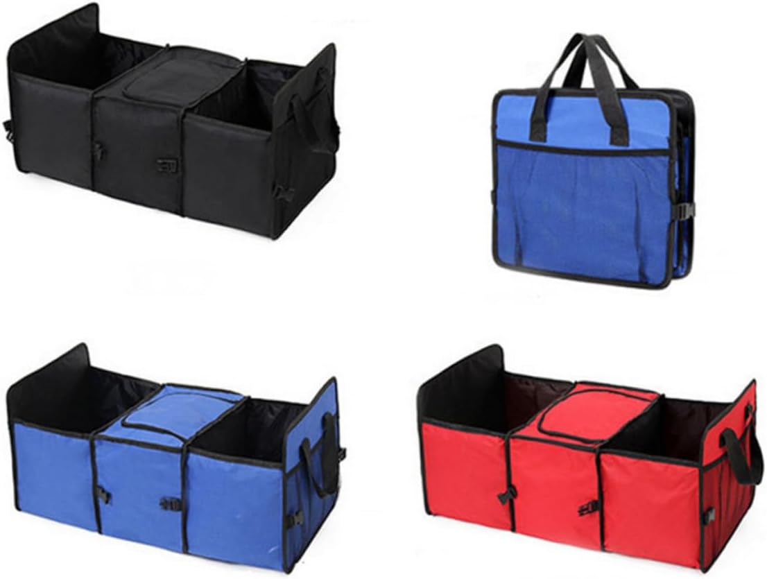 Healifty Multipurpose Large Car Storage Bag Organizer Blue Insulated Cooler Tote with Handle for Truck Van Trunk Stitching and Spacious Design for Tools and Accessories