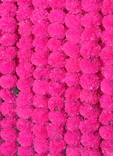 Image of 5 PC - 5 feet Marigold Garland |Indian /American Wedding Party Mantle Decoration, Faux Garlands Wedding Garland, Diwali Decoration, Spring Bush Floral! (Light Pink)