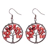 Sedmart Tree of Life Pendant Earrings Chakra Wire Wrapped Wisdom Red Coral Jewelry