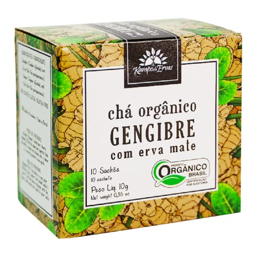 Chá de Gengibre c Mate - 10 sachês - Orgânico e Certificado