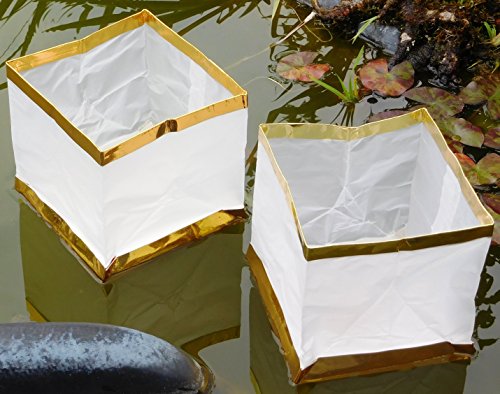 10 schwimmende Wasserlaternen, schwimmende Kerzenlaterne mit Teelicht, Kerzenlaterne, Weißgoldbesatz – Bild 3