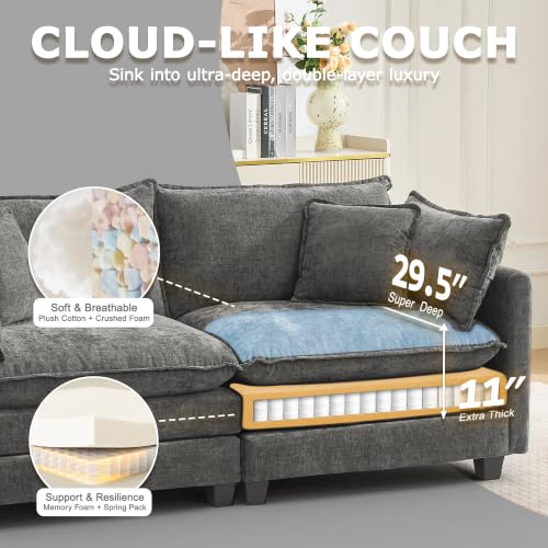 Image of 78 inch Modular Sectional Sofa, Cloud Loveseat Couch for Living Room