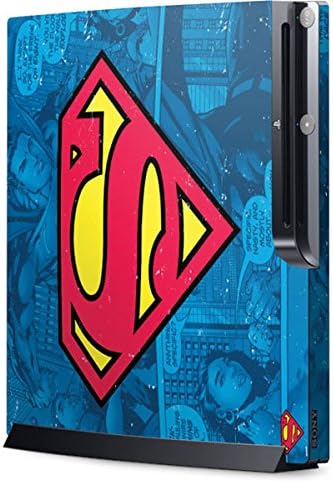 Skinit Decal Gaming Skin Compatible with PlayStation 3 & PS3 Slim - Officially Licensed DC Comics Superman Logo Background Pattern Design