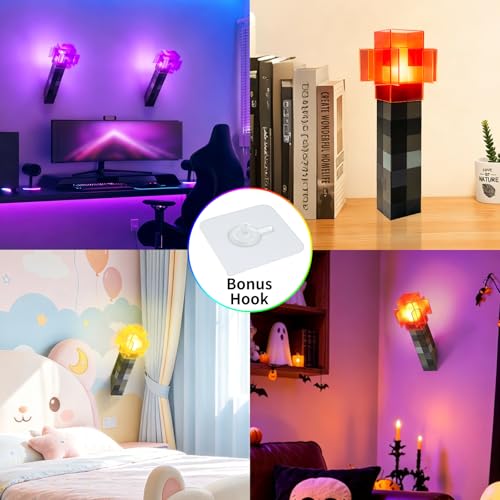 Image of AIDYVOI 7 Color Changing Night Light, Wall Torch Lamp for Boys, Rechargeable Decor Night Lamp, Hand Held & Wall Mountable Table Light for Costume Cosplay Party Room Decor