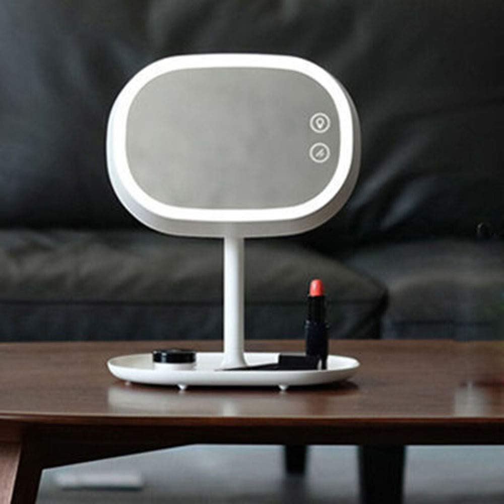 WHHJW Multi-Functional Makeup Vanity Mirror, Touch Sensitive Led Night Light, USB Charging, 180° Rotate and Brightness Adjustable, Bedroom Bedside Student Dormitory Desktop Lamp,White