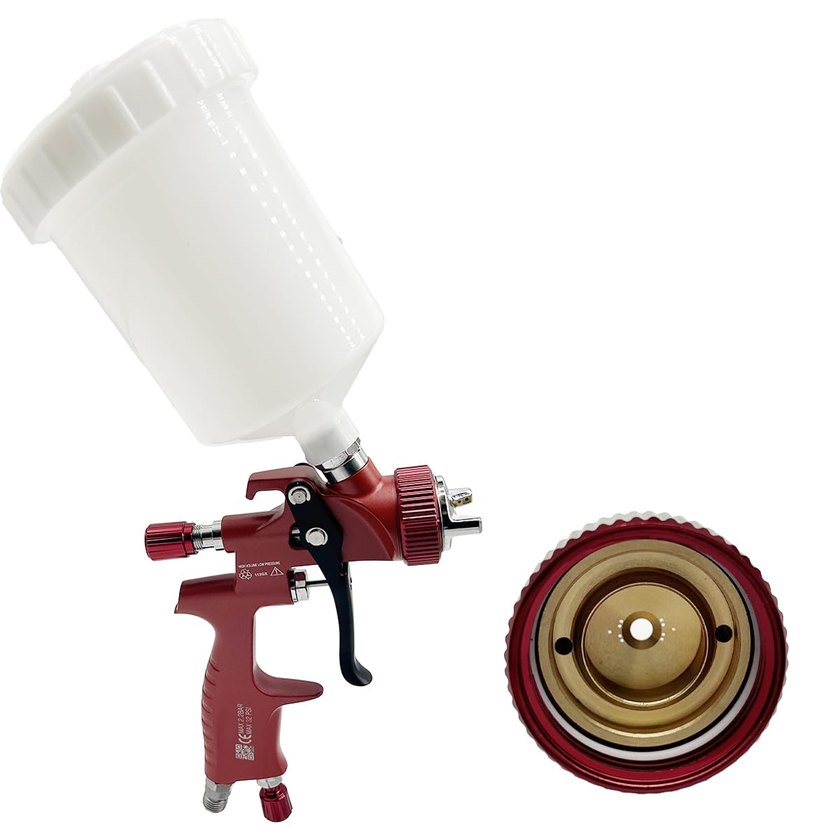 Kit de pistola pulverizadora HVLP, boquillas de pintura de acero inoxidable de 1,4 mm, 1,5 mm, 1,8 mm, taza de pintura de capacidad 600 ml, pulverizador de pintura de alimentación por gravedad