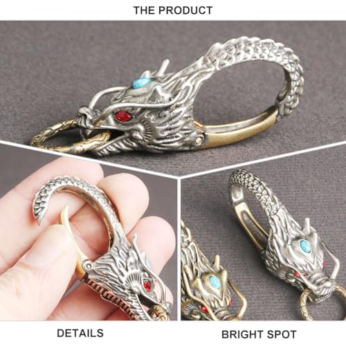 Breloque tête de dragon en laiton antique ciselé main - 5