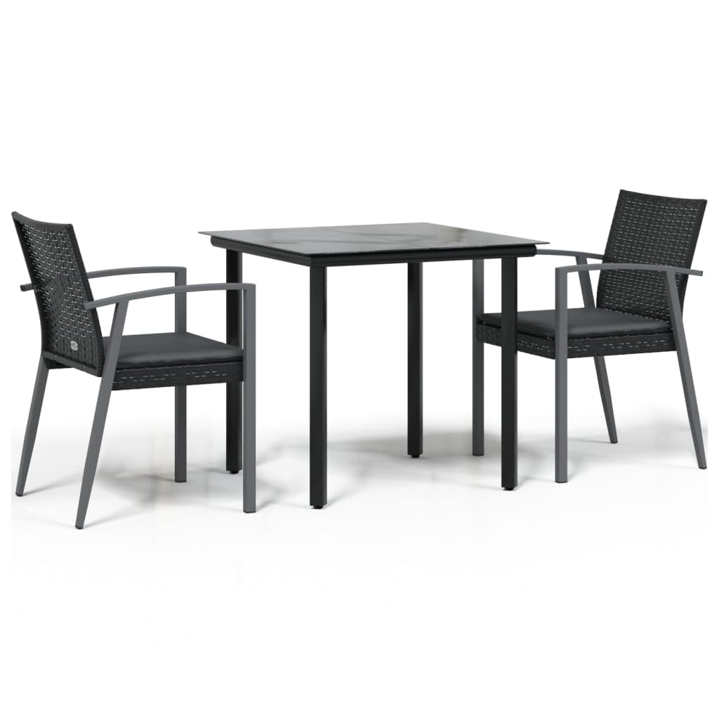 Set Pranzo Giardino 3 Pezzi con Cuscini Polyrattan Acciaio