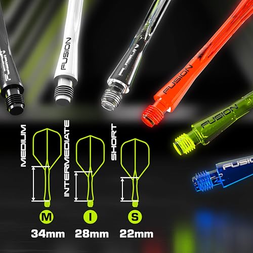 Image of Winmau Fusion No.2 Integrated Flight & Shaft System - Lightweight Replacement Set for Steel & Soft Tip Darts - 90-Degree Wing Design Sizes