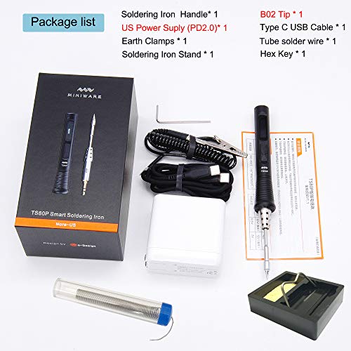 UY CHAN Upgraded TS80P 9V/12V Type C USB Original Digital OLED Programmable Pocket-size Smart Mini Portable Soldering Iron Station Kit (With US Power Supply)