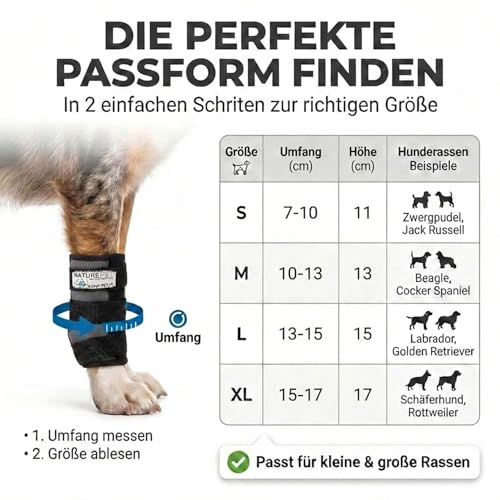 Medium Vorderlauf Bandage für Hunde, Karpal Gelenk- & Knochenschutz für Hunde - geeignet für leichte Gelenkinstabilitaeten - leichte Bänderdehnungen - Leckschutz und Verbandschutz nach OP (M)