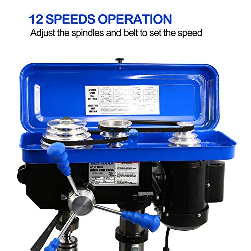 BILT HARD 10 in. Drill Press, 12-Speed Benchtop Drill Press with Vise and Drill Bit Set