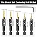 14 Pcs Countersink Drill Bit Set, 5 Wood Drill Bits and 8 Plug Cutters with L-Wrench, Titanium-coated Self Centering Drill Bit with 1/4" Hex Shank, Quick-Change Wood Plug Cutter Set for Woodworking