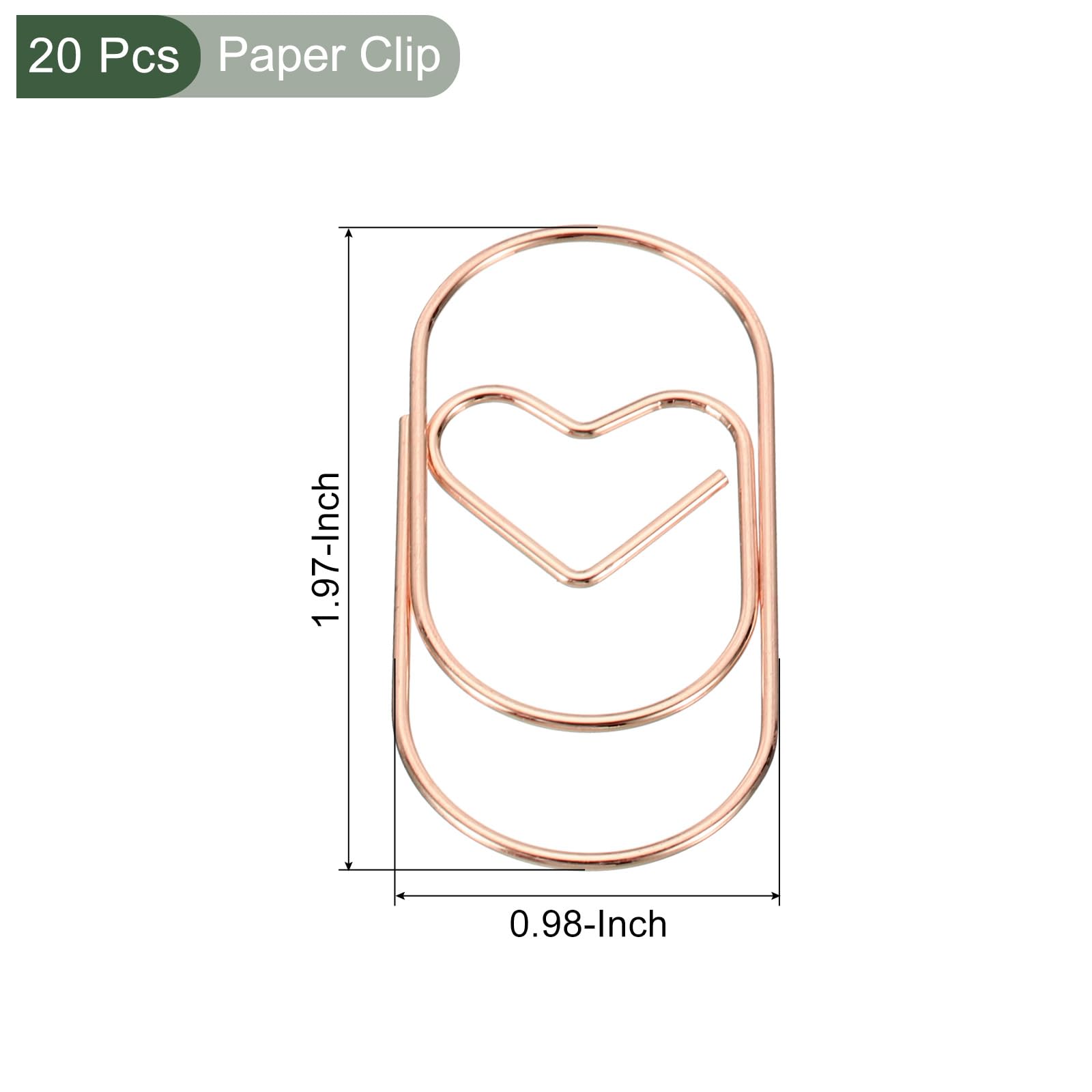 YOKIVE 20 Pcs Paper Clip, Heart-Shaped Clips, Keep Table Neat, Great for Office Art, Home, Daily Use (Rose Gold, 2-inch) - Image 2