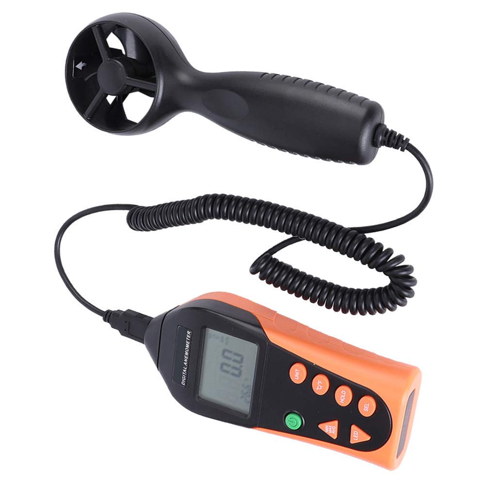Digitales Anemometer, Tragbares Windgeschwindigkeitssensor-Messgerät mit Hintergrundbeleuchtetem LCD-Display für Outdoor-Aktivitäten, Kunststoffmaterial