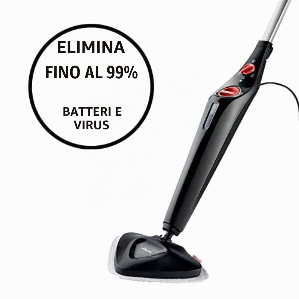 Vileda Steam PLUS con Power Pad|scopa a vapore|pulizia e igiene| & Panno Ricambio Scopa Vapore, in Microfibra 3D, Compatibile con Lavapavimenti a Vapore 100°C