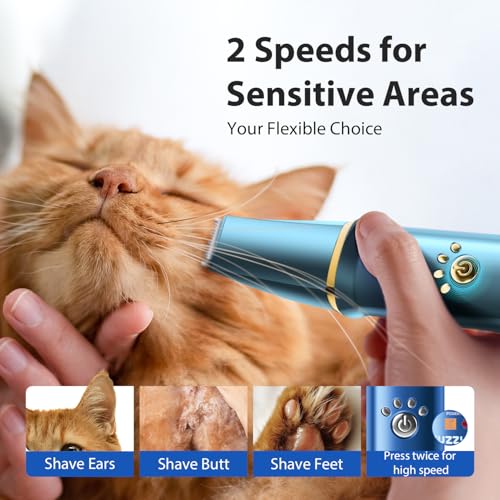 FuzzyFix Kit de aseo para perros 3 en 1, cortaúñas profesionales para cabello grueso con inalámbrico, kit de aseo para mascotas con recortador de patas impermeable, para cuerpo completo, azul - imagen 4