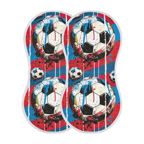 xigua Colorful Soccer Baby Burp Cloths for Newborn Boys and Girls 4 Pack, Soft & Absorbent Cotton Baby Burp Cloth, Baby Washcloths, Newborn Towel, Burp Rags2