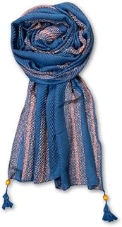 fahabo Scarf for Women Stylish Pleated Stripes Woven Cotton with Tassels | Hijab Scarf | Stole | Soft, Lightweight, and Latest Scarves | 74 x 34 Inches-picture-54