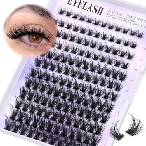Wispy Cluster Eyelash Extensions Kit 10-18mm DIY Lash Clusters with Thin Band Lash Glue & Seal Natural Fluffy Lashes for Volume & Length Cruelty-Free Vegan Waterproof