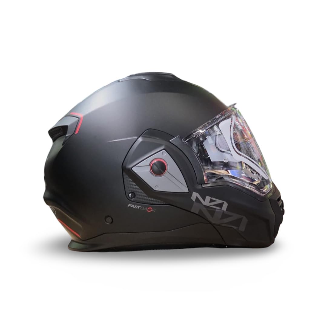 NZI Casco Modular NZI Fastback Duo 180º Negro Mate Abatible con Visor Solar - Unisex Hombre y Mujer - Homologado P/J ECE 22.06 (L)
