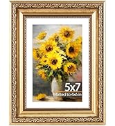 JCJMY 5x7 Vintage Picture Frame with 4x6 Mat, Elegant Retro 5 by 7 Photo Frame with Shatter-Resis...