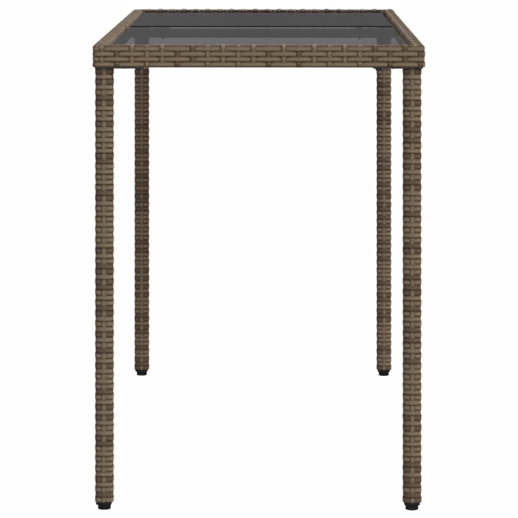 SYDE Stół ogrodowy ze szkła hartowanego rattanowego PE szary 115x54x74 cm