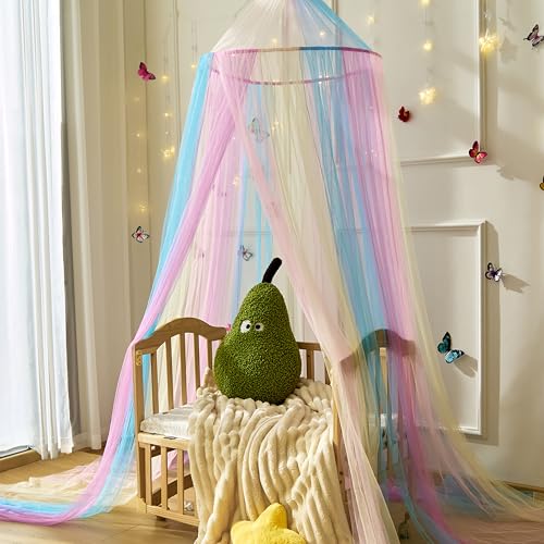 Image of Princess Rainbow Bed Canopy for Girls Bed Net,Princess Canopy for Kids Bed Room Decor (Rainbow)