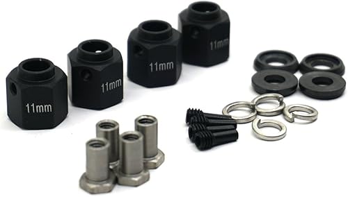 Miniatura 7 de MOHERO Bujes de rueda hexagonales de aleación de aluminio de 0.354 in de grosor y 0.472 in para Trx4 110 RC modelo Crawler (rojo, 0.354 in)