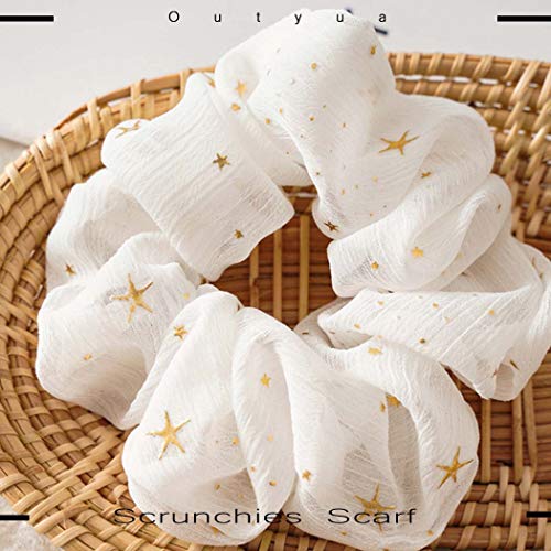 Outyua Solid Hair Scrunchies Elastic Hair Bands Ponytail Scrunchy Hair Ties Elegant Star Hair Rope Ties Hair Accessories For Women And Girls 4Pcs (Star) #TOP1