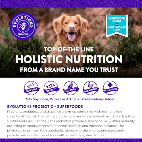 NaturVet Evolutions Probiotic & Superfoods 180ct Soft Chews for Dogs – Prebiotic & Probiotic Blend, Digestive Enzymes, Bone Broth, Omega’s – Nourishes Natural Gut Bacteria and Intestinal Microflora NaturVet Evolutions Probiotic & Superfoods 180ct Soft Chews for Dogs – Prebiotic & Probiotic Blend, Digestive Enzymes, Bone Broth, Omega’s – Nourishes Natural Gut Bacteria and Intestinal Microflora