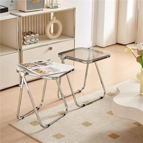 Foldable Acrylic Nightstand - Modern Minimalist Rectangular Bedside Table, Space-Saving Folding Side Table for Living Room & Bedroom, Durable Small End Table Furniture