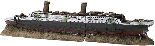 Miniatura 1 de JTLB Titanic - Modelo sumergible destrozado 24 × 10 × 9 Titanic Lost Wrecked Boat Ship Aquarium Decoration Ornament Wreck Ornaments