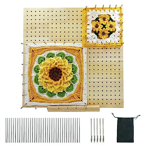 slcinwzdt 12.4 Inches Crochet Blocking Board with 40 Pins, Blocking Board for Crocheting, Granny Square Blocking Board, Wooden Blocking Mats for Crochet, Blocking Board, Blocking Mats for Knitting