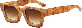 Thick Square Frame Sunglasses for Women Men Retro Chunky Rectangle Sun Glasses Fashion Black Shades